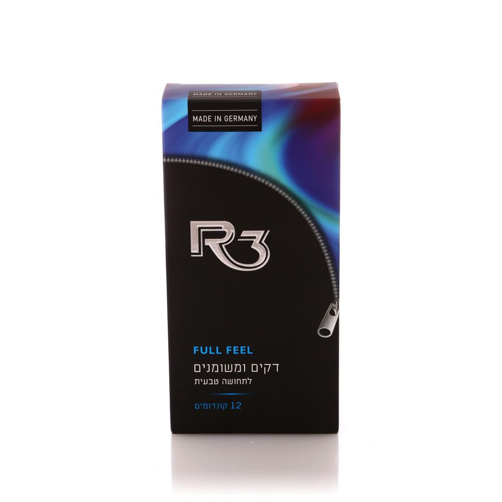 R3 - קונדומים פול פיל דקים ומשומנים 12 יח'
