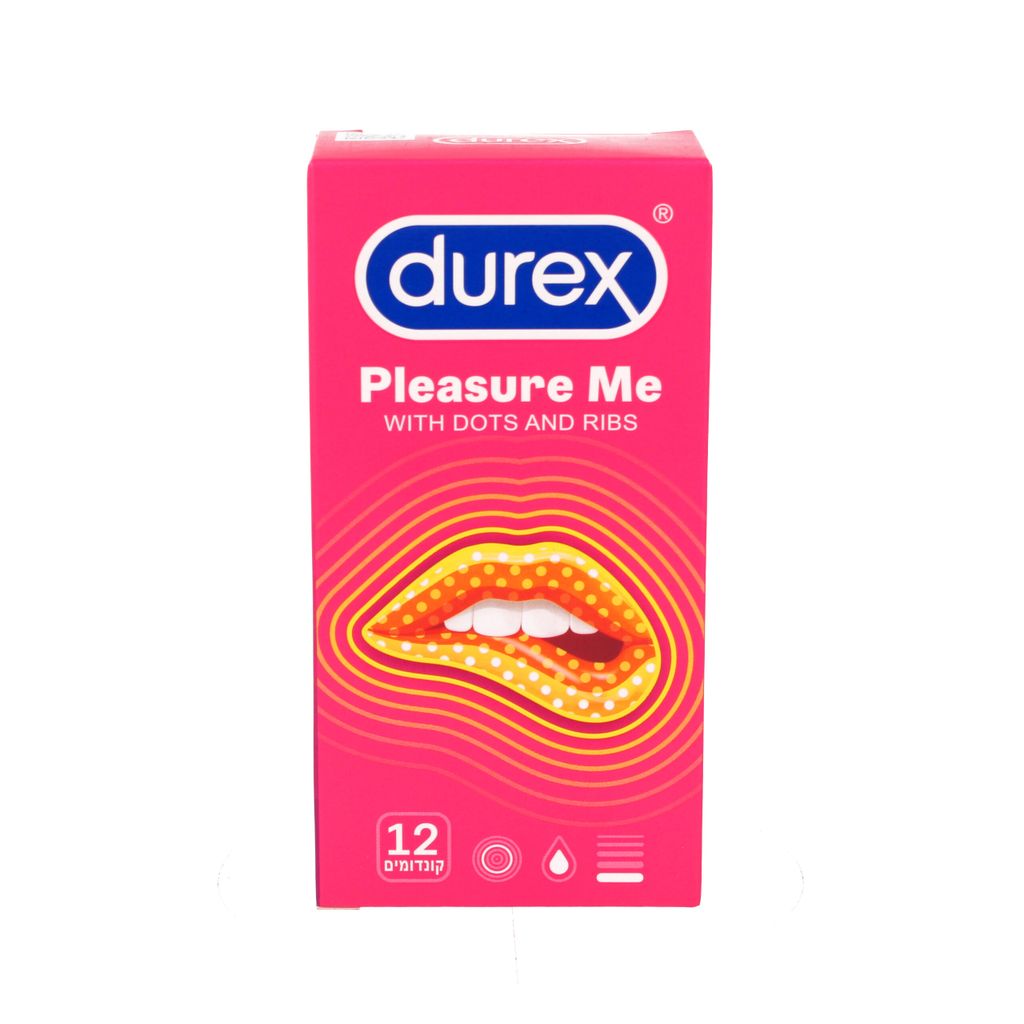 קונדומים Durex Pleasure Me with dots and ribs , עבה 12 יחידות