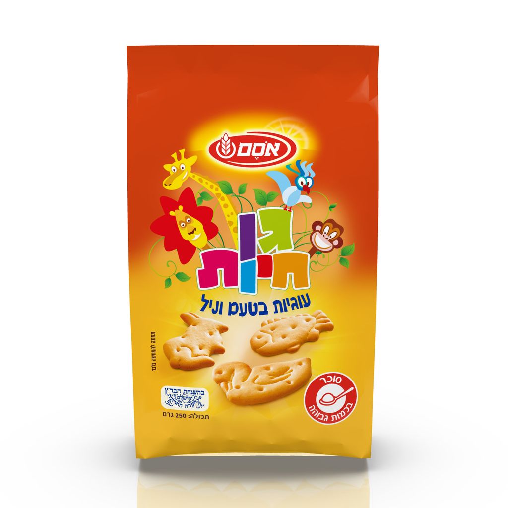 אסם עוגיות גן חיות וניל 250 גרם