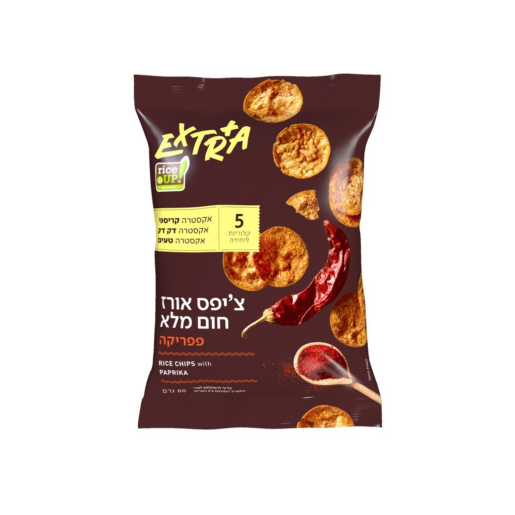 אקסטרה צ'יפס אורז חום מלא פפריקה 60 גרם