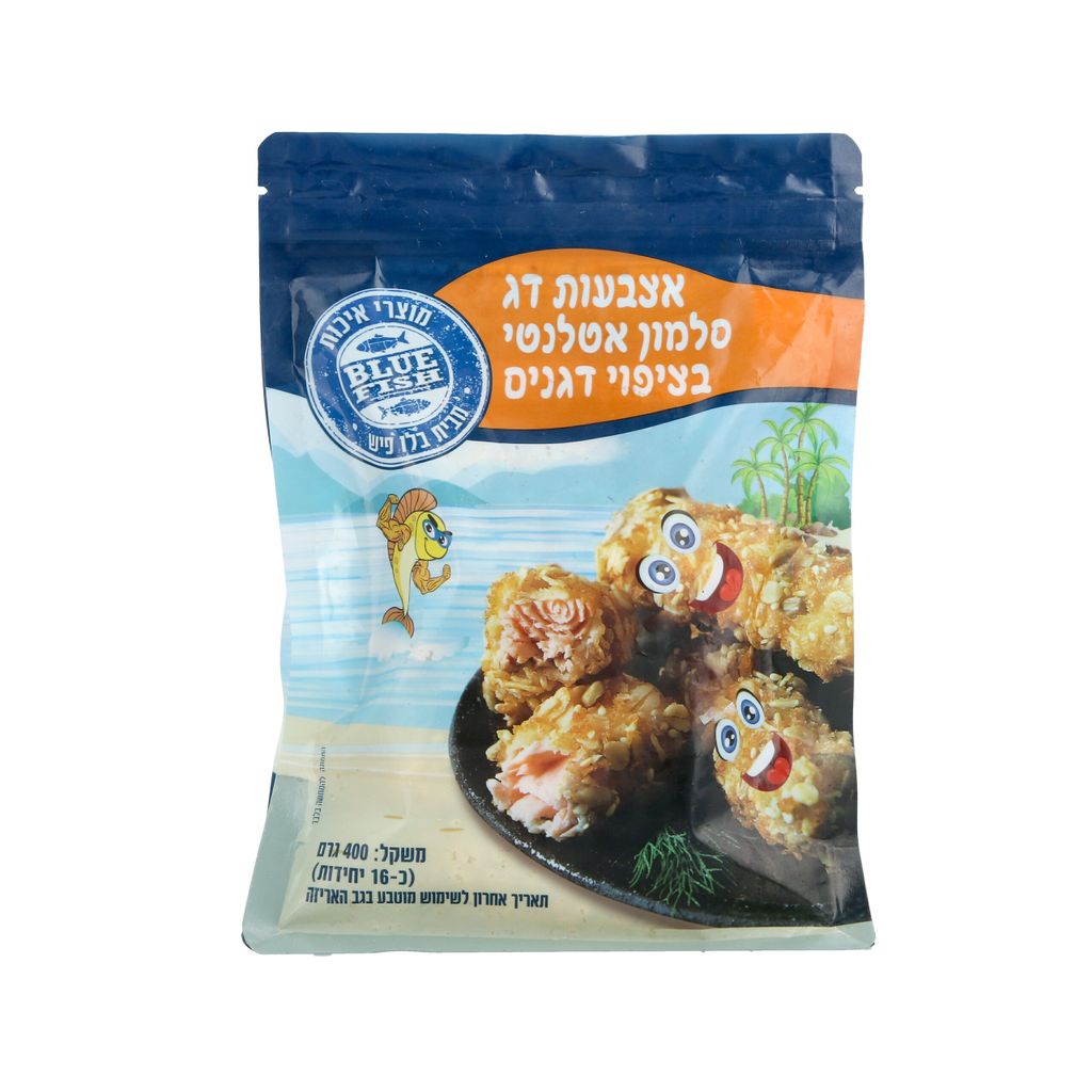 נתחי דג סלמון בציפוי דגנים מטוגנים חלקית