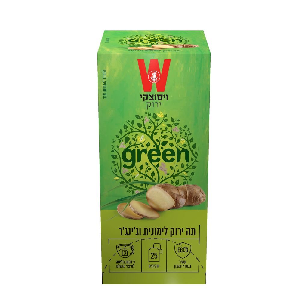 תה ירוק לימונית וגינגר 25 שקיקים