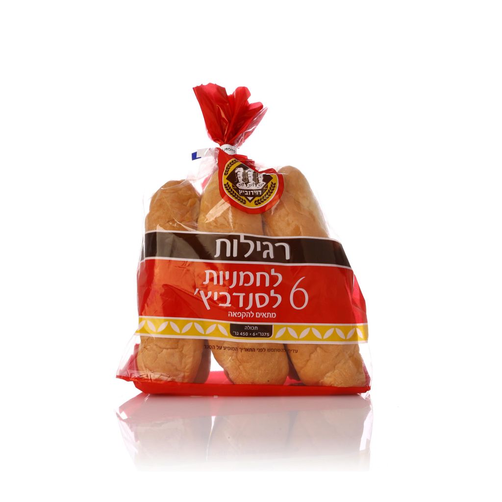 6 לחמניות רגילות לסנדוויץ' 450 גרם