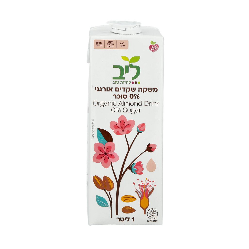 משקה שקדים ללא סוכר אורגני ליב 1 ליטר