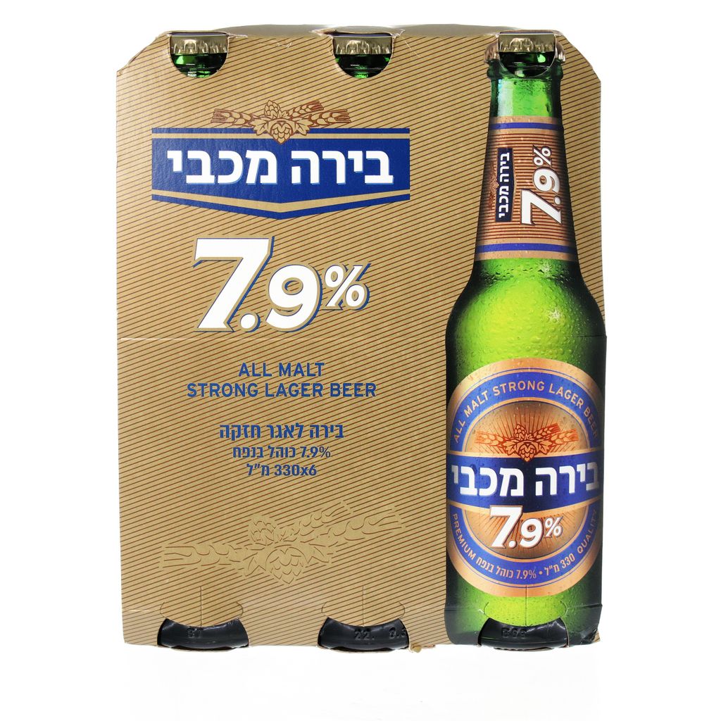 בירה מכבי לאגר 7.9% שישייה 6*330 מ"ל