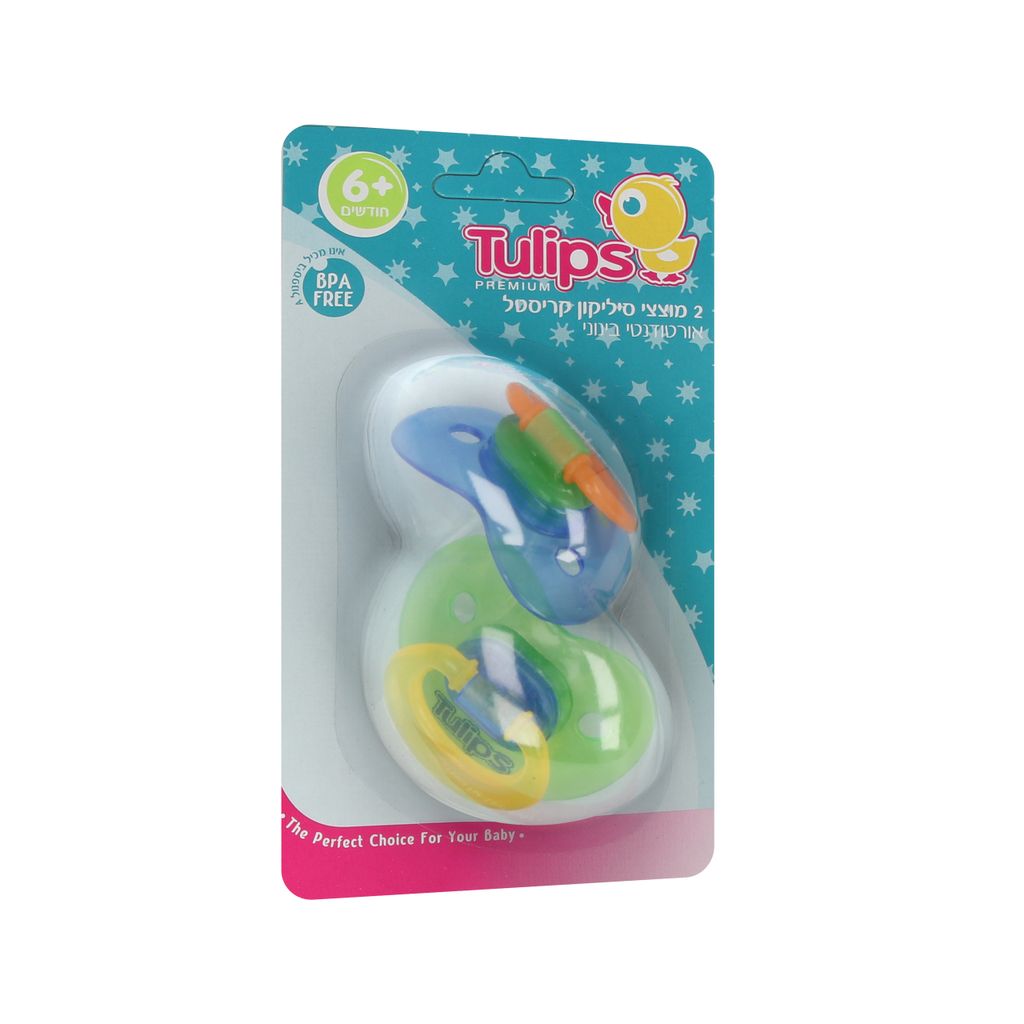 מוצץ סיליקון אורטודנטי זוג בינוני טוליפס