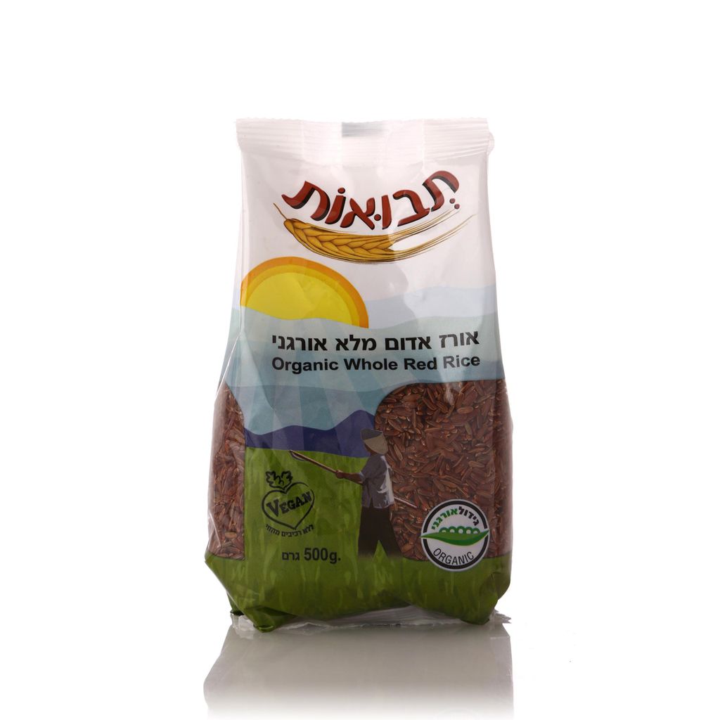 תבואות אורז אדום מלא אורגני 500 גרם