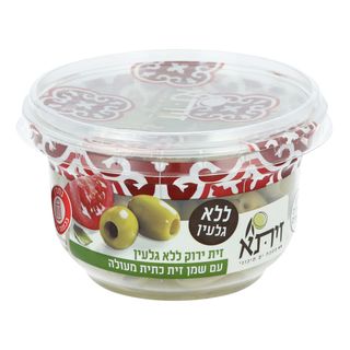 זית ירוק ללא גלעין עם שמן זית כתית מעולה 190 ג'