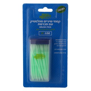 קיסמי שיניים מפלסטיק עם מברשת 100 יחידות