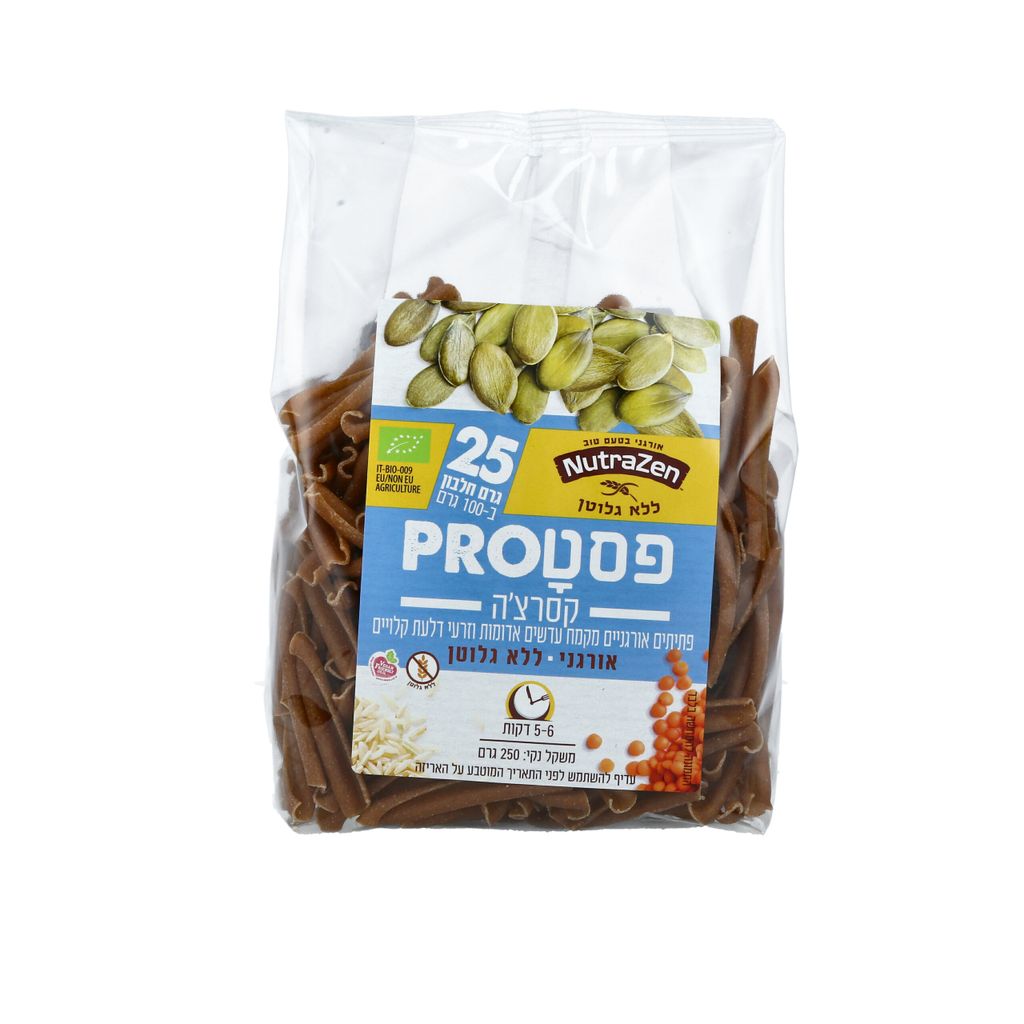 פסטה עדשים אדומות ודלעת GF אורגנית ( 25