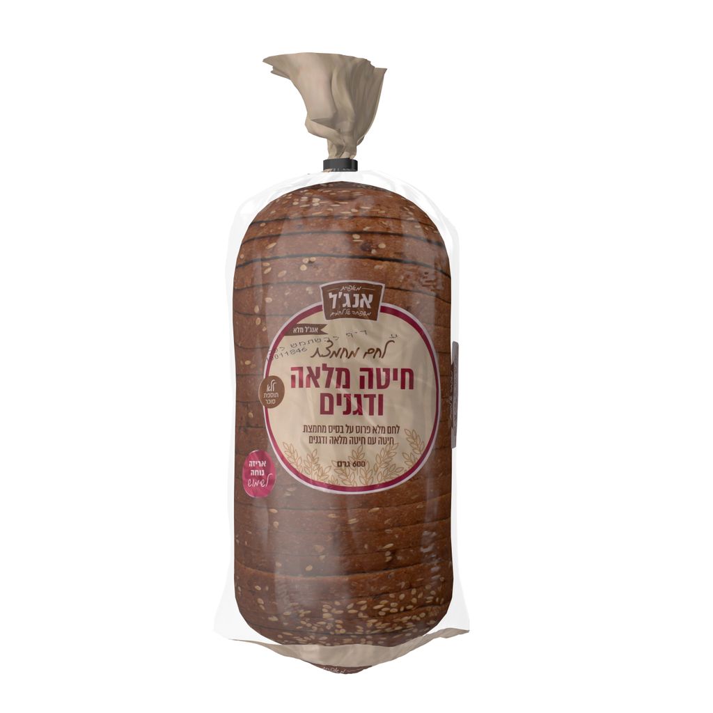 אנג'ל לחם מחמצת חיטה מלאה ודגנים 600 גרם