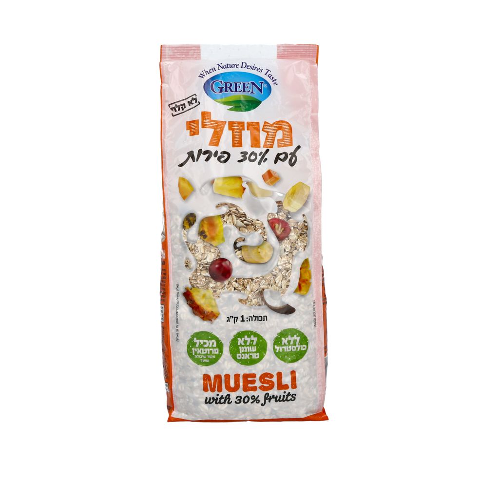 מוזלי עם 30% פירות - לא קלוי -1 ק"ג