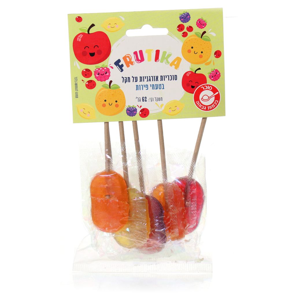 FRUTIKA סוכריות על מקל בטעמי פירות 62 גר