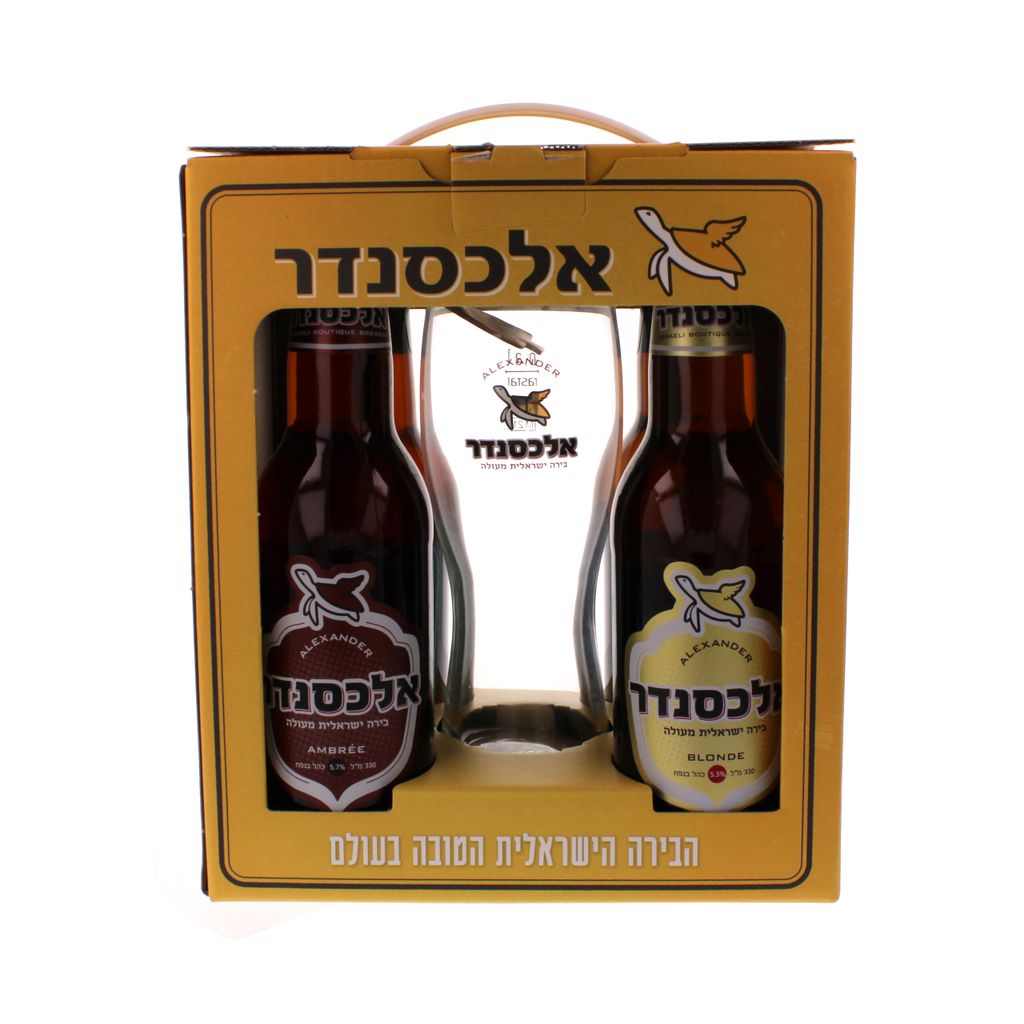 רביעיית בירה אלכסנדר+כוס 330 מל