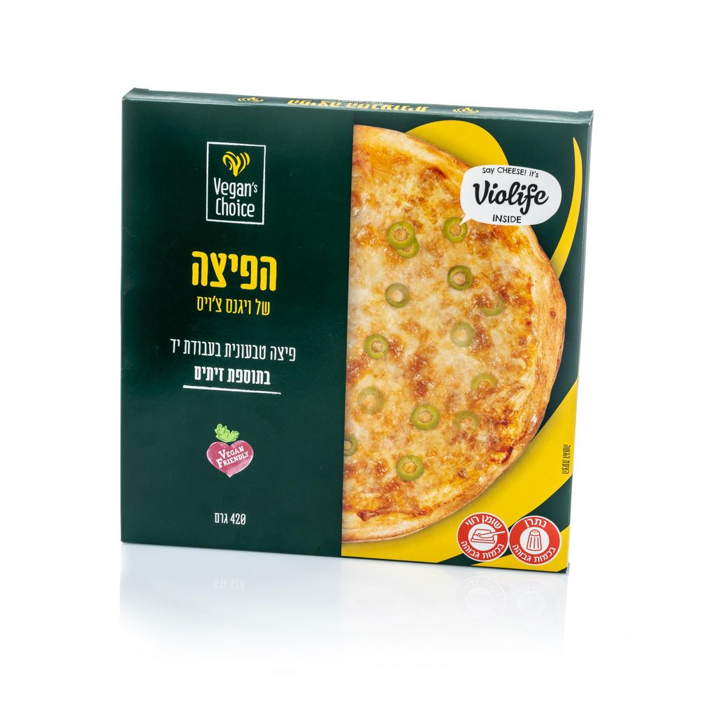 פיצה טבעונית קפואה בעבודת יד בתוספת זיתים 420 גרם ויגנס צ'ויס