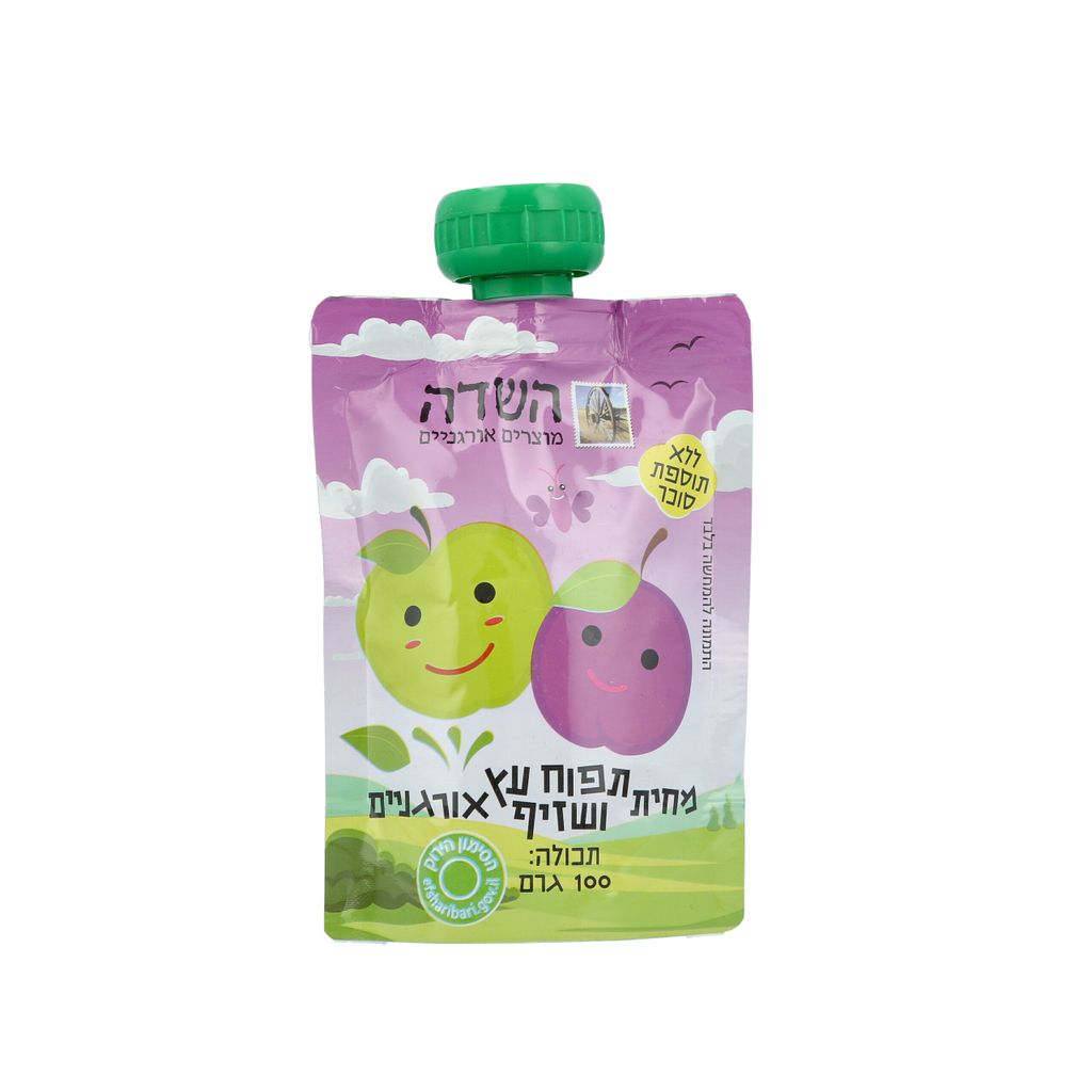 מחית תפוח עץ ושזיף אורגני