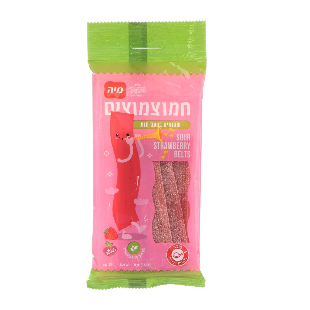 חמוצמוצים שטוחים בטעם תות 100 גרם