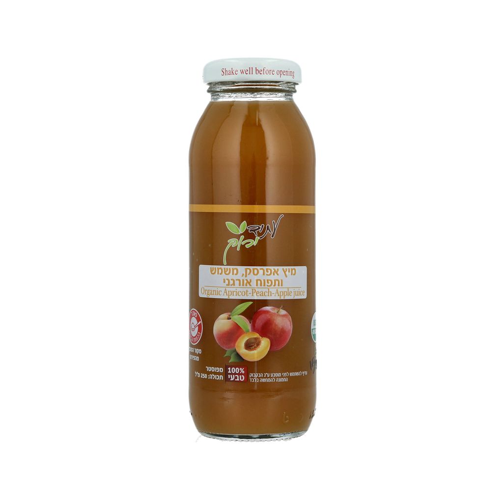 מיץ אפרסק, משמש ותפוח אורגני 250 מל