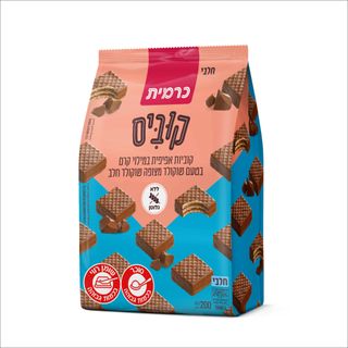 קוביות אפיפית בטעם שוקולד מצופה שוקולד חלב 200 גרם