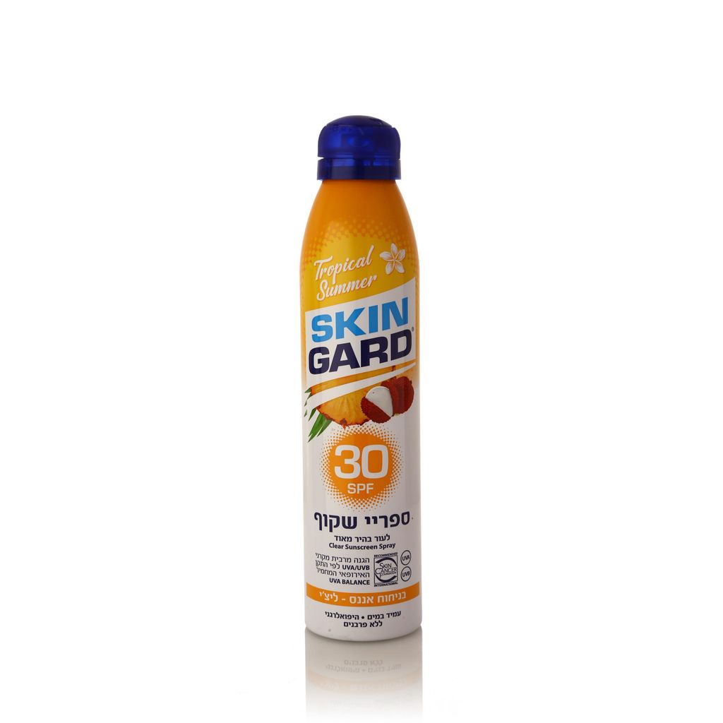 סקין גארד ספריי שקוף SPF30  בניחוח קוקוס ליים 200 מל