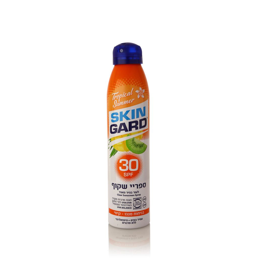 סקין גארד ספריי שקוף SPF30 בניחוח מנגו- קיווי 200 מל