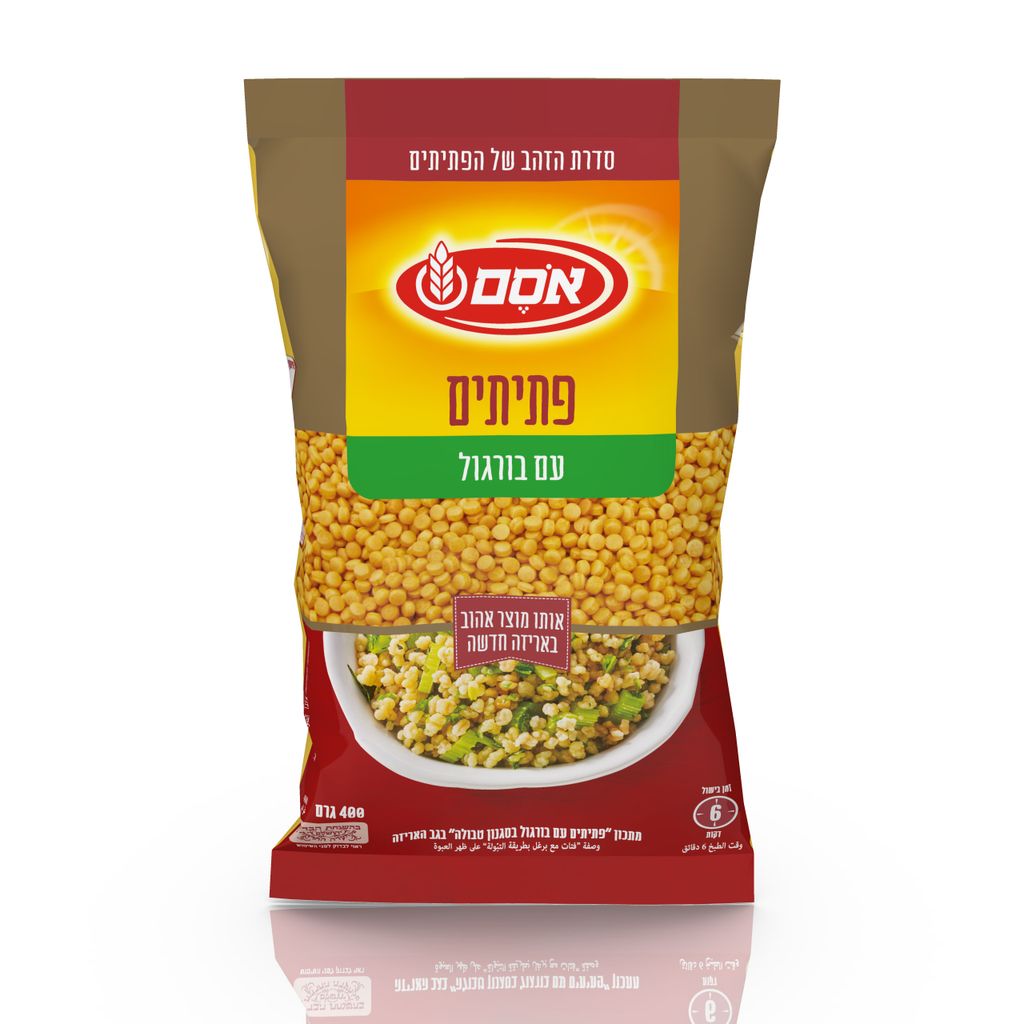 אסם פתיתים אפויים פלוס בורגול 12*400גרם