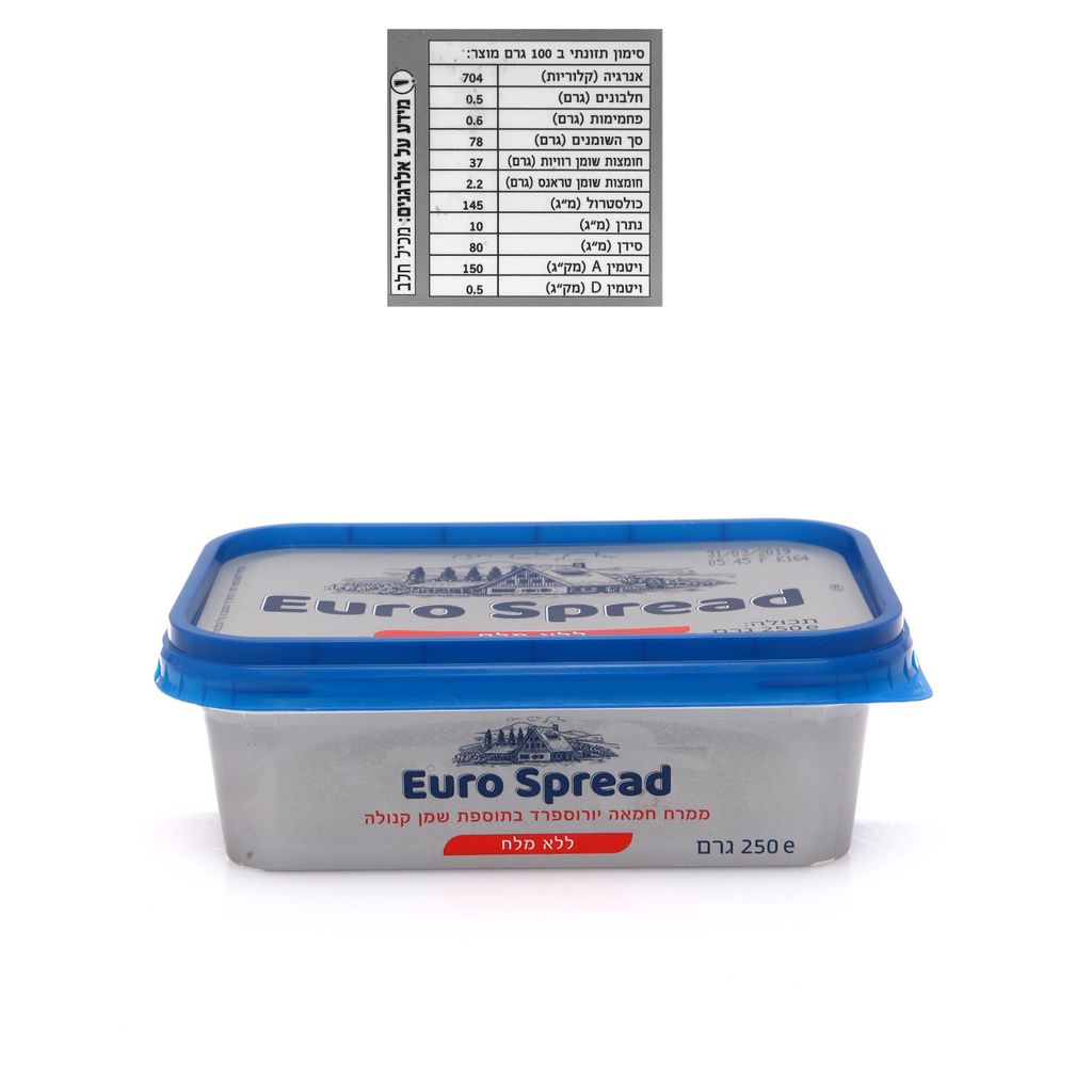 Euro Spread ממרח חמאה בתוספת שמן קנולה ללא מלח 250 גרם