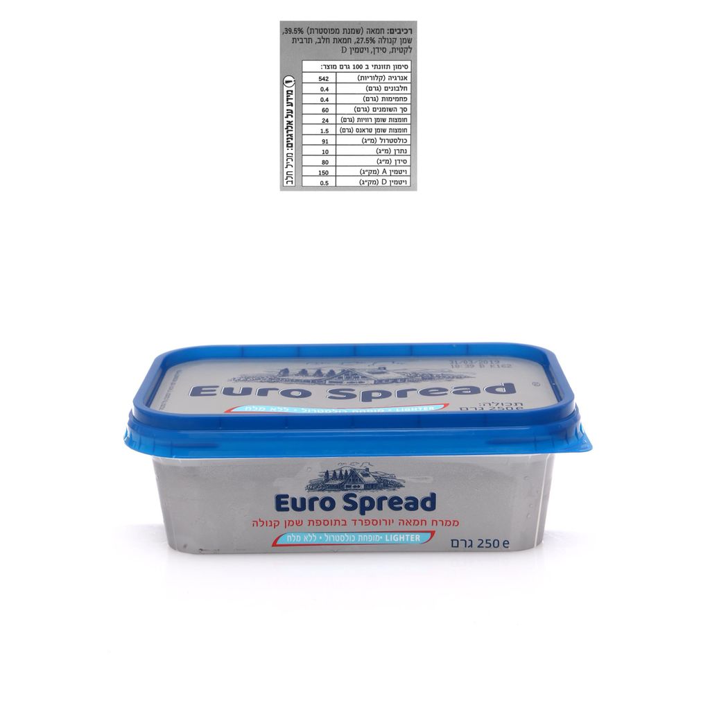 EURO SPREAD ממרח חמאה יורוספרד בתוספת שמן קנולה ללא מלח 250 גרם