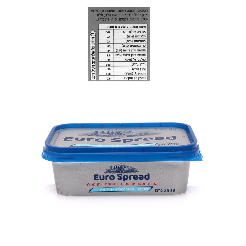 EURO SPREAD ממרח חמאה יורוספרד בתוספת שמן קנולה 250 גרם
