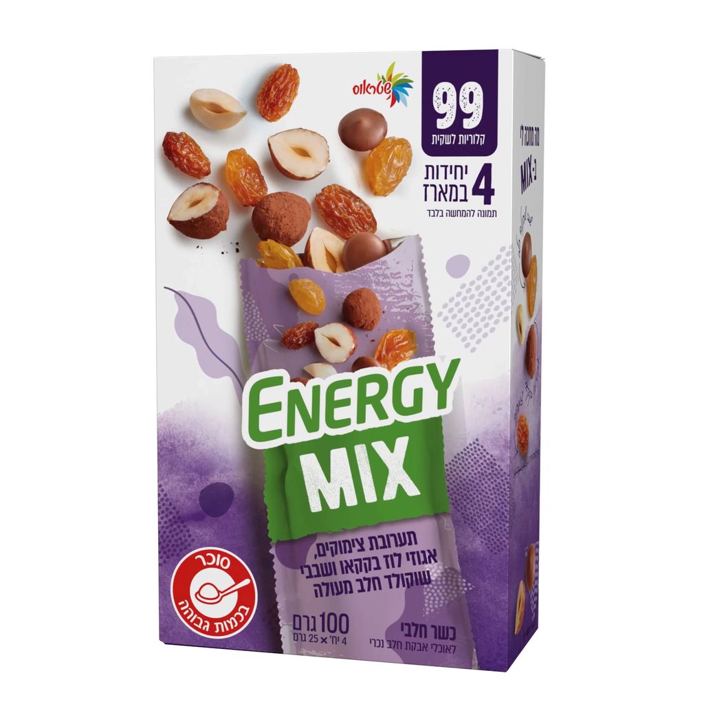 NRG מיקס מאגדת צימוקים אגוזים שוקולד חלב* 4 יחידות