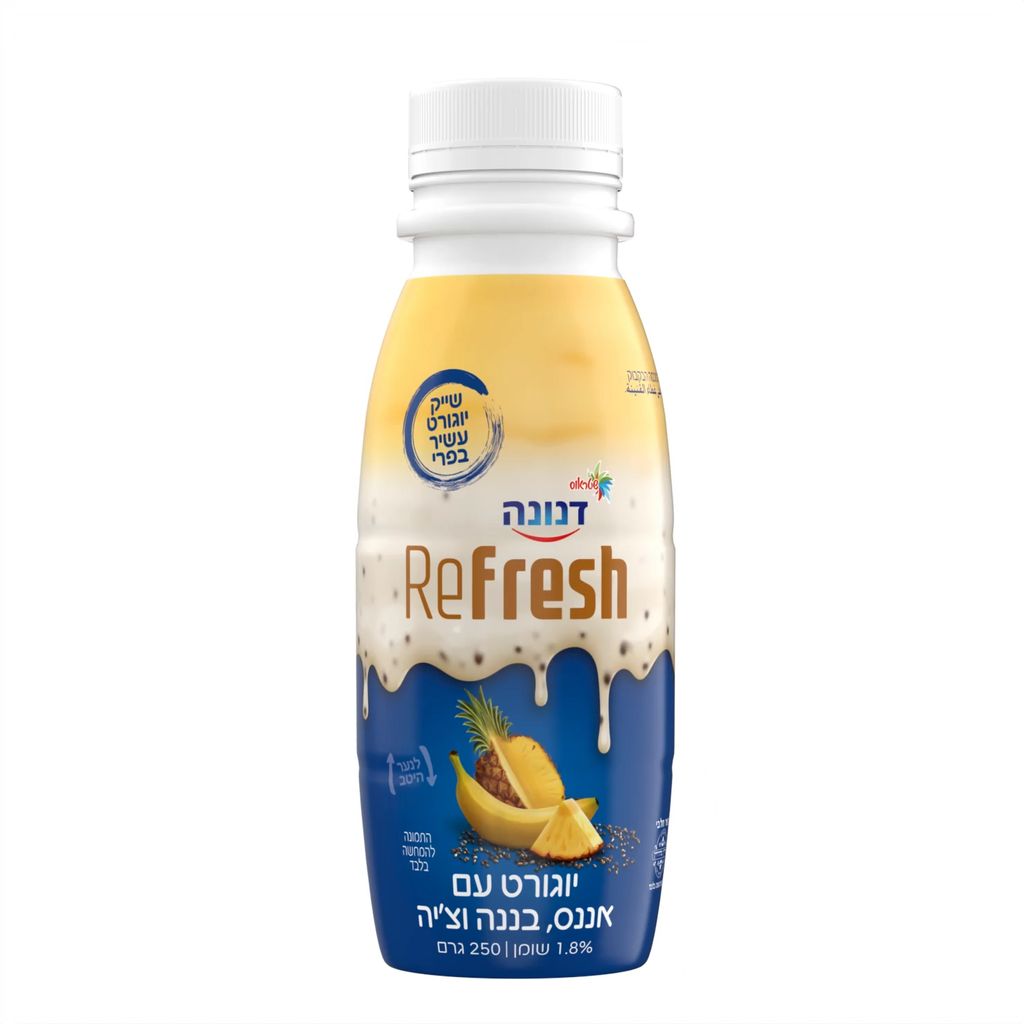 יוגורט עם אננס בננה וצ'יה 1.4% שומן 250 גרם
