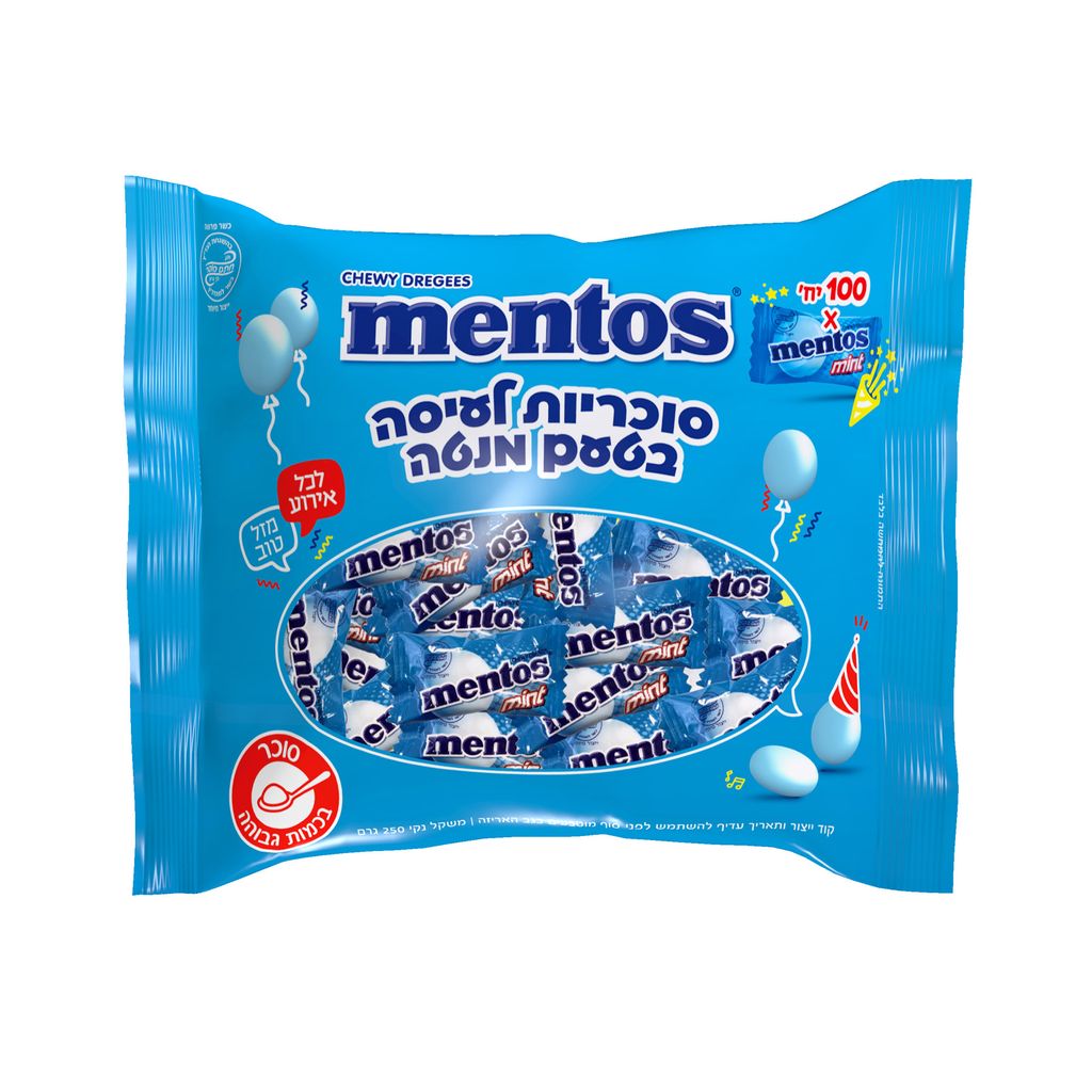 מנטוס שמחות 100 סוכריות בשקית  מנטה