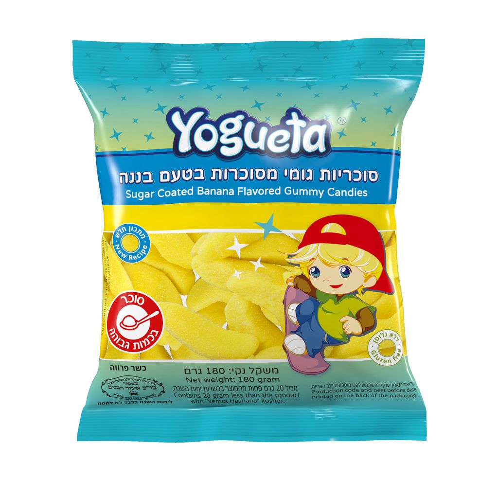 יוגטה סוכריות כשל"פ גומי בננה מסוכר 180 גרם