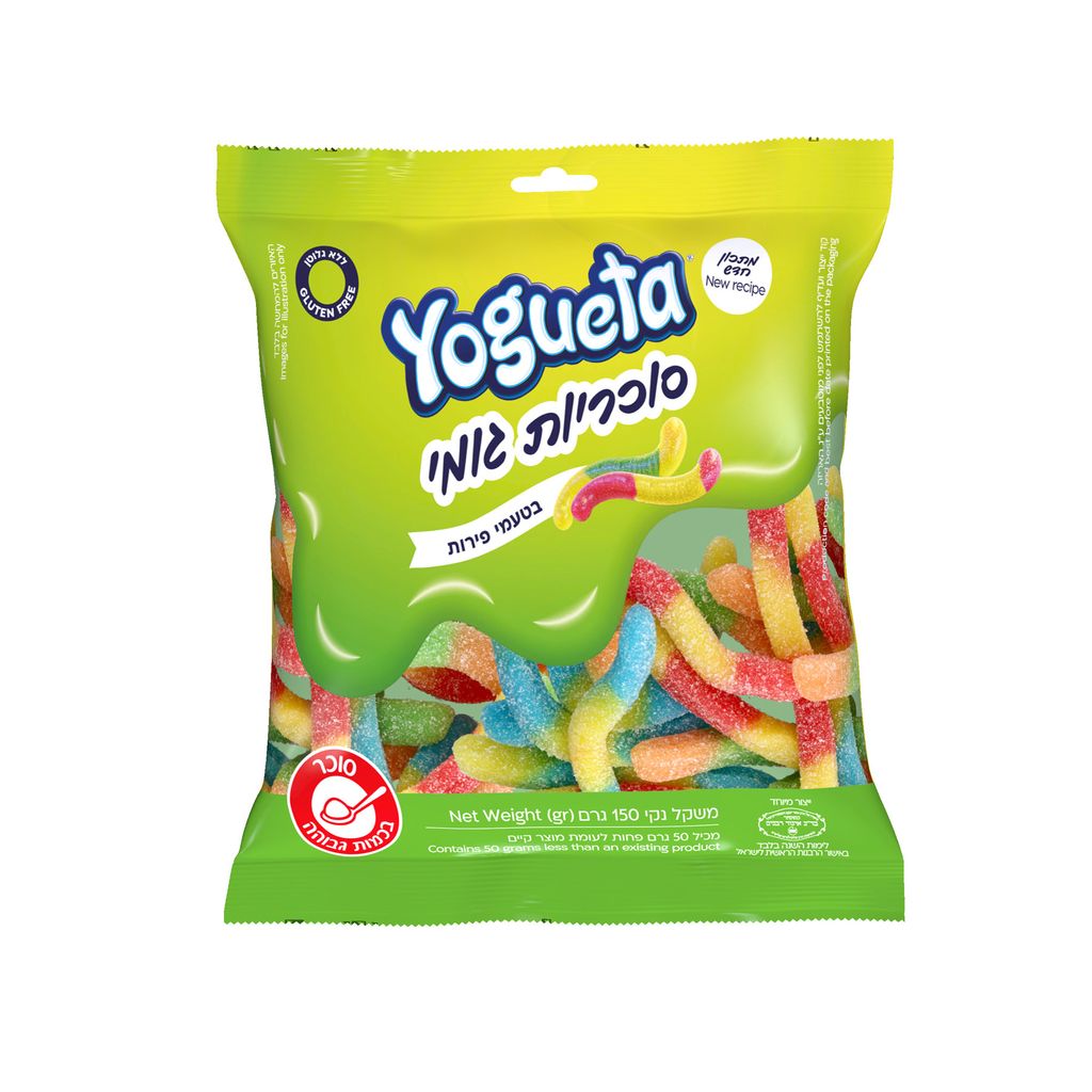 יוגטה גומי נחשים מסוכר 150גרם