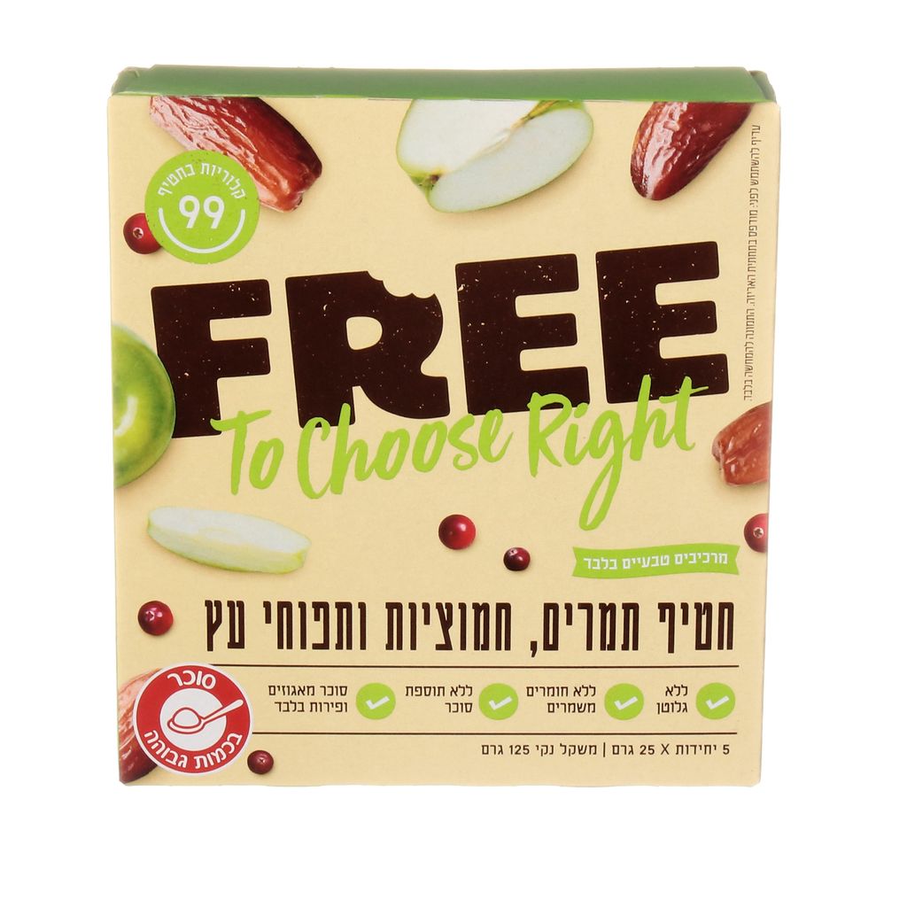 פרי חטיף תמרים, חמוציות ותפוחי עץ מארז 5 יחידותnn
