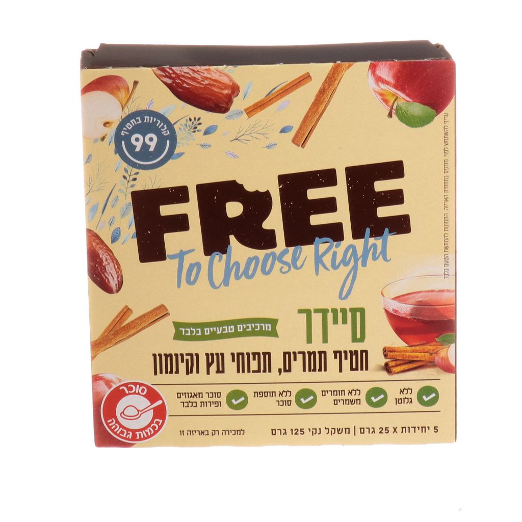 פרי חטיף תמרים, תפוחי עץ וקינמון. מארז 5 יחידות