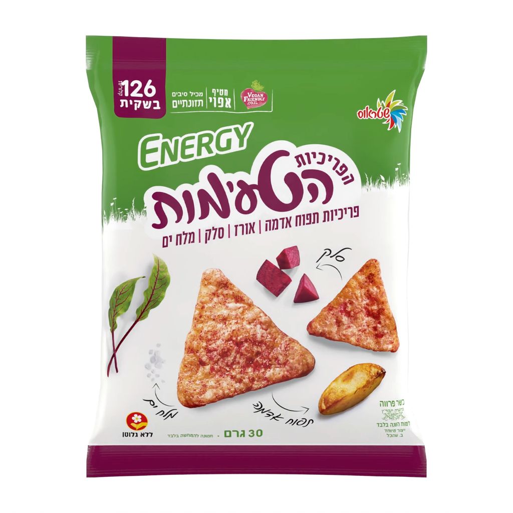 פריכיות תפוחי אדמה, אורז, בתיבול סלק ומלח ים