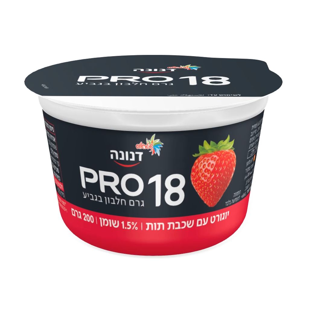 יוגורט פרו 18 גרם חלבון עם שכבת תות 1.5%