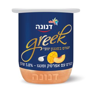 דנונה יווני עם שכבת מנגו ואפרסק
