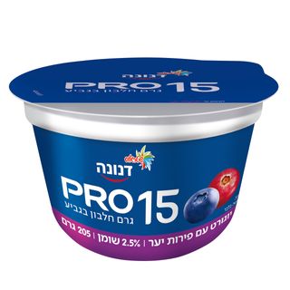 דנונה פרו 15 גרם פירות יער 2.5% שומן 205 גרם