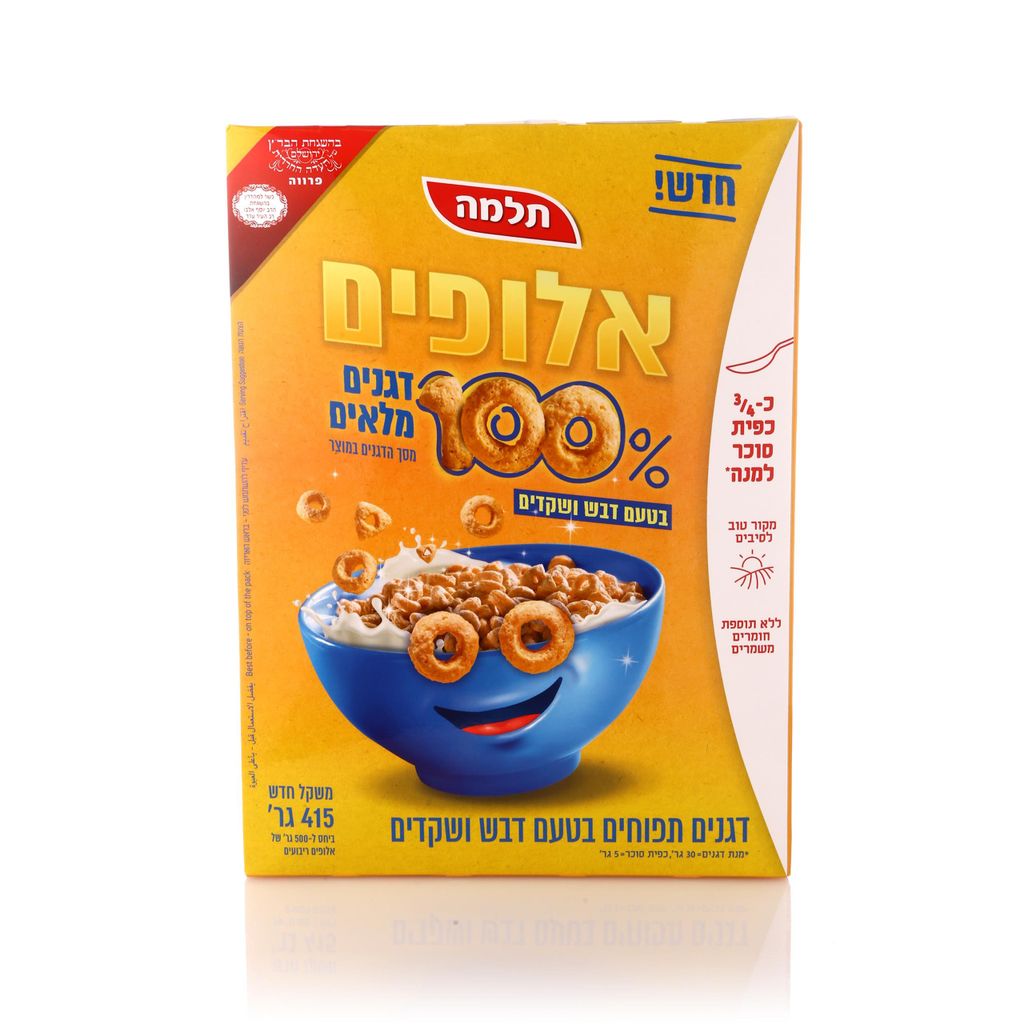 אלופים 100% דגנים מלאים בטעם דבש ושקדים