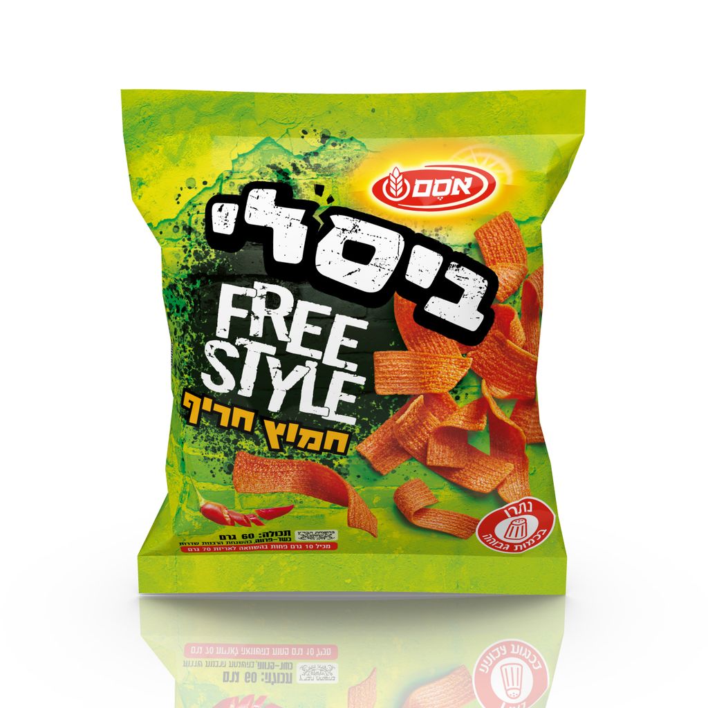 ביסלי פריסטייל חמוץ חריף 24*60גרם