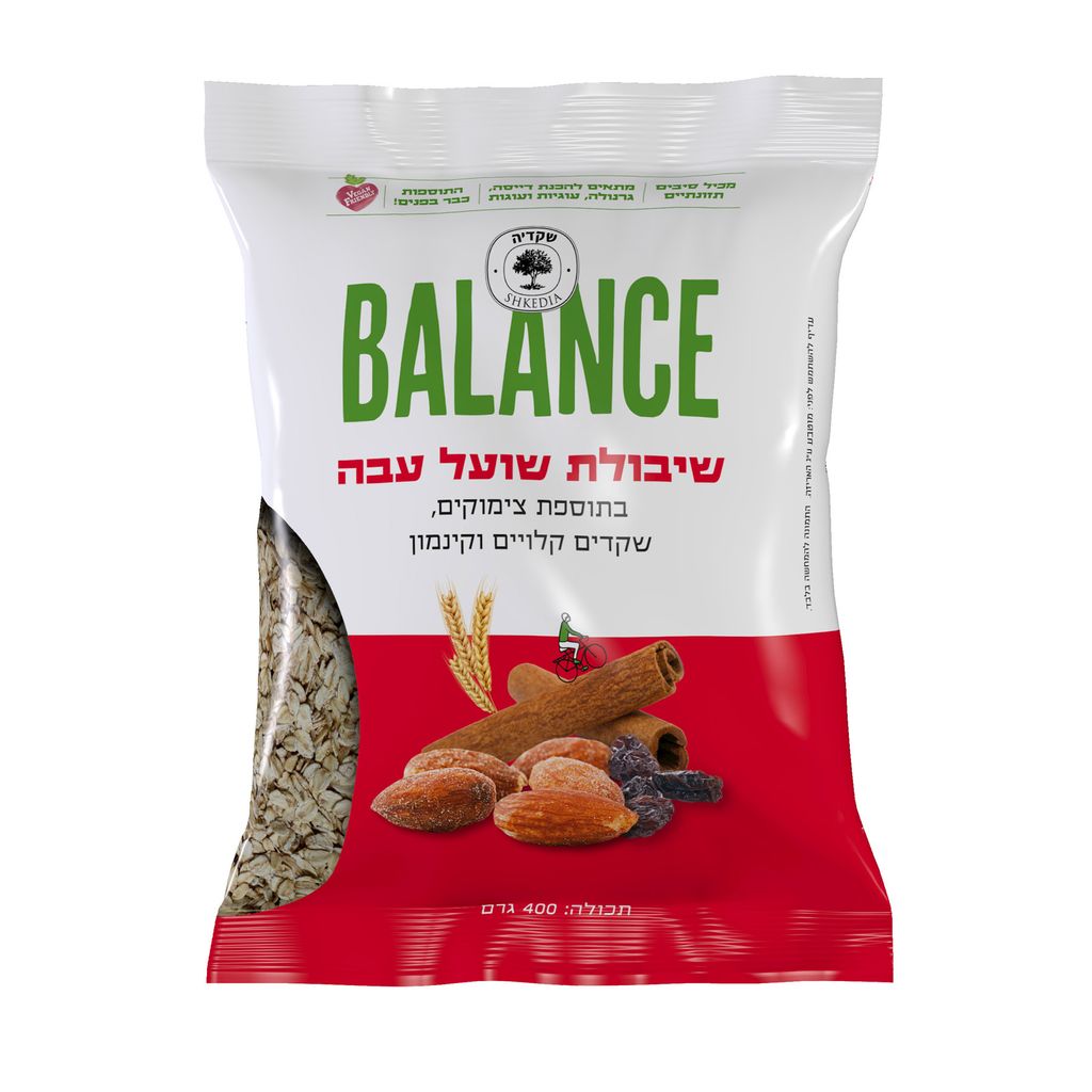 שיבולת שועל עבה בתוספת צימוקים, שקדים קלויים וקינמון, 400 גרם
