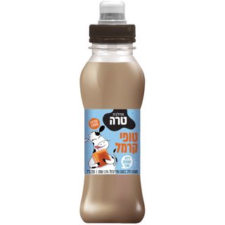 משקה חלב בטעם טופי קרמל בבקבוק אישי