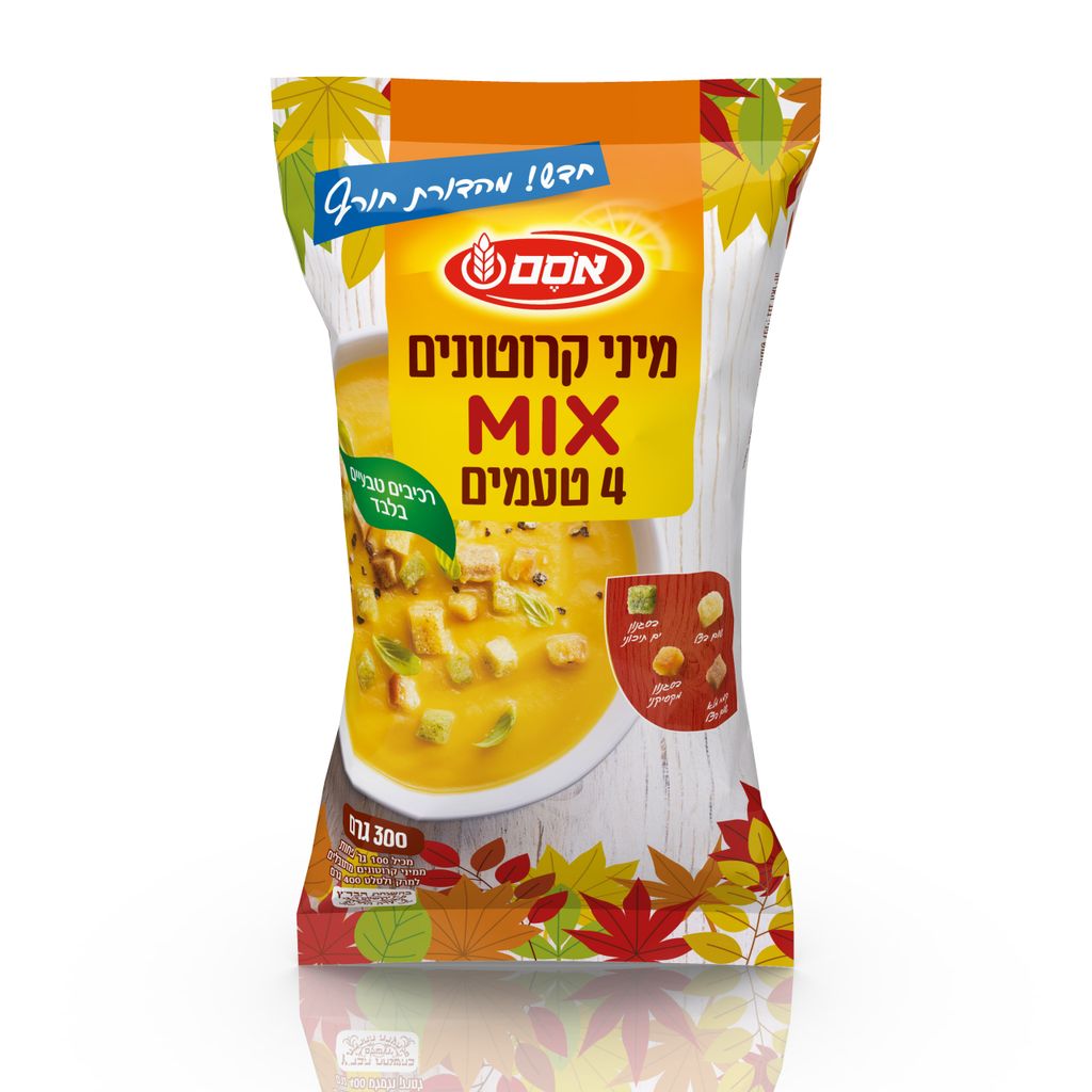 אסם מיני קרוטונים 4 צבעים 12*300גרם