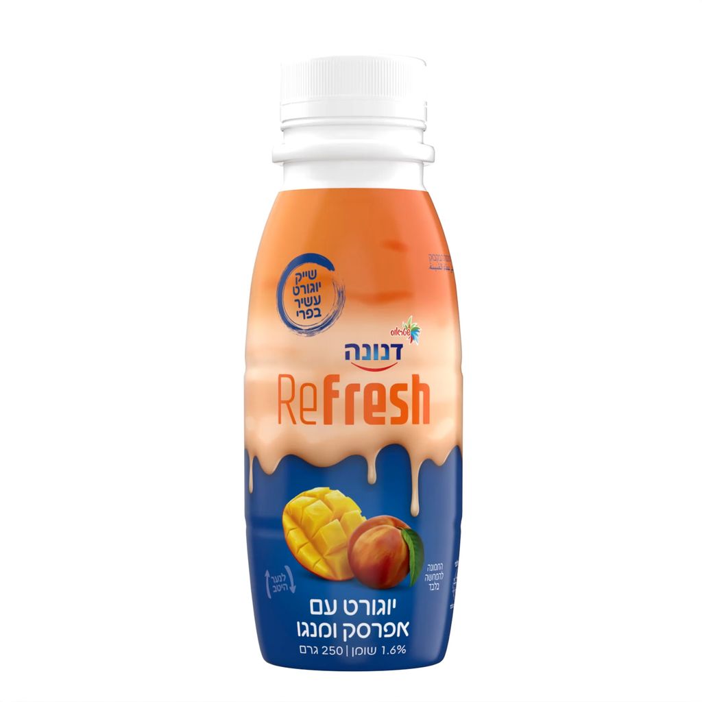דנונה ריפרש יוגורט עם אפרסק ומנגו - 1.6% שומן 250 גרם