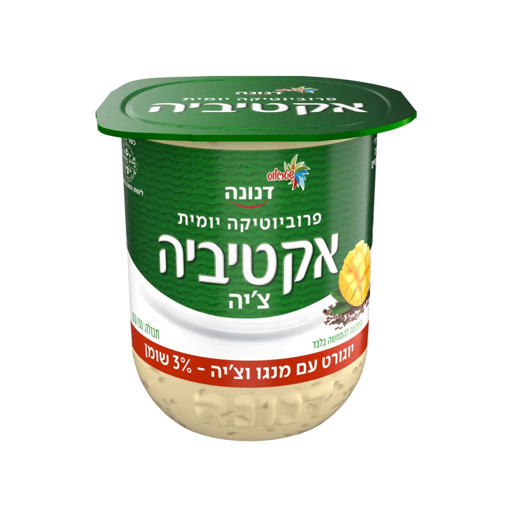 אקטיביה יוגורט עם מנגו וצ'יה 3% שומן 150 גרם