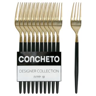 מזלג קונצ'טו (10יח') שחור זהב CONCHETO