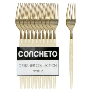 מזלג קונצ'טו (10יח') נצנץ זהב CONCHETO
