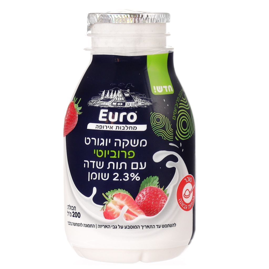 משקה יוגורט פרוביוטי עם תות שדה 200 מ"ל 2.3% שומן